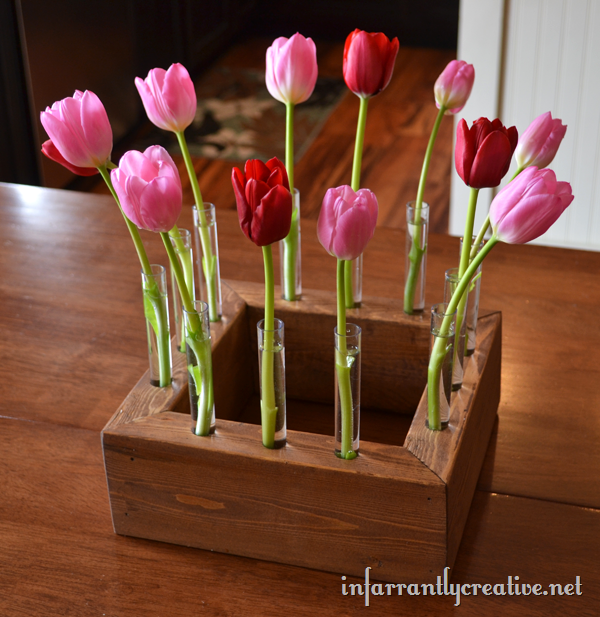 tulip centerpiece from 2x4 lumber